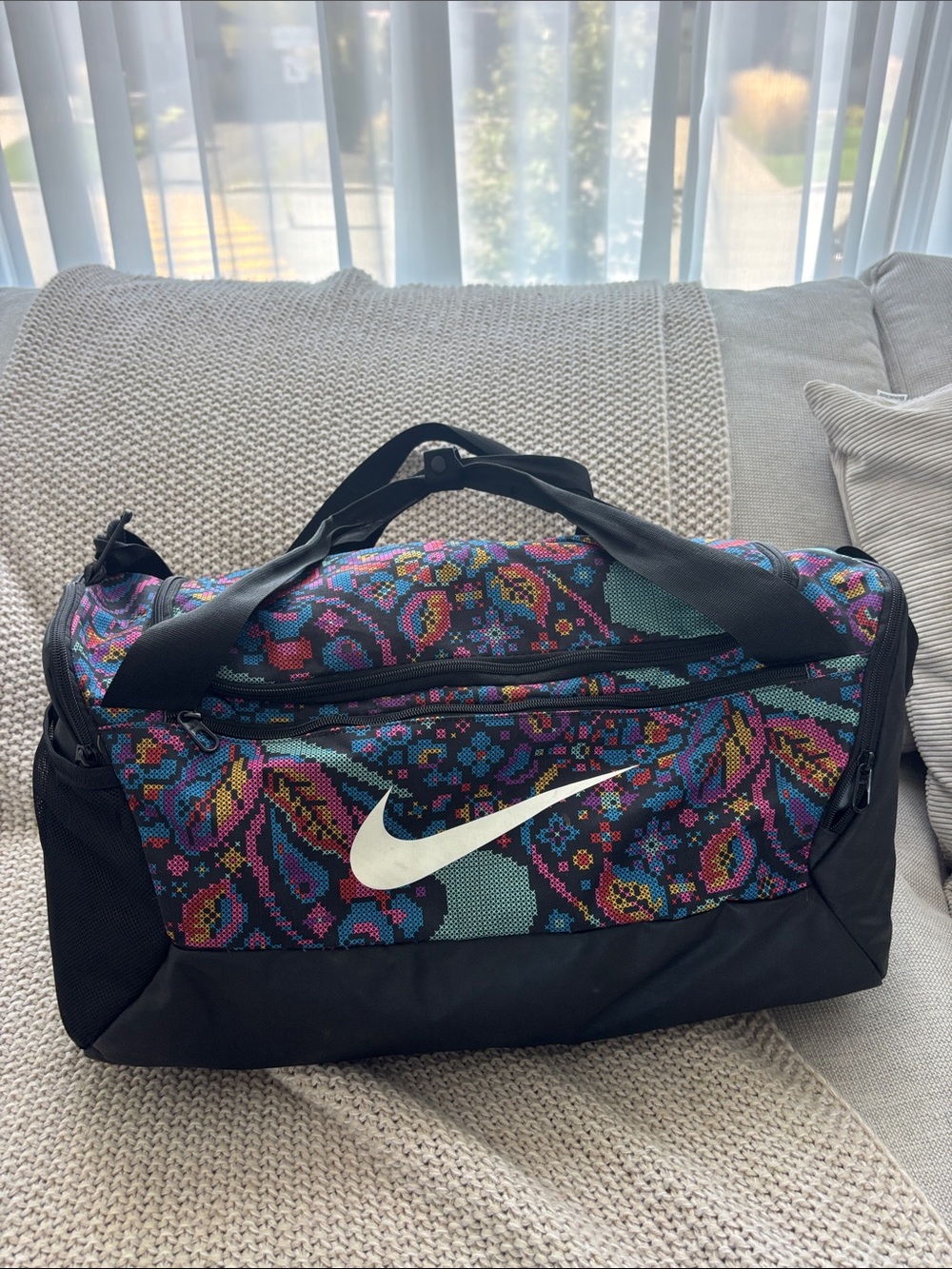 Nike Black Duffel with Multicolor Paisley Print